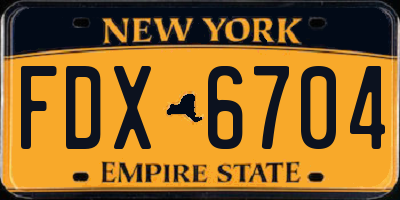 NY license plate FDX6704