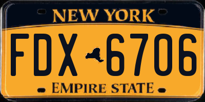 NY license plate FDX6706