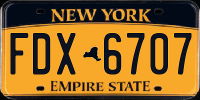 NY license plate FDX6707