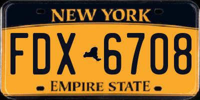 NY license plate FDX6708