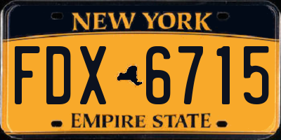 NY license plate FDX6715