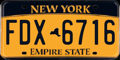 NY license plate FDX6716