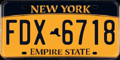 NY license plate FDX6718