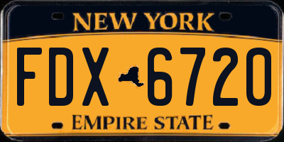 NY license plate FDX6720