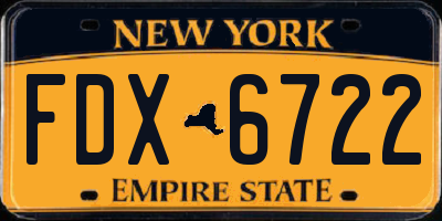 NY license plate FDX6722
