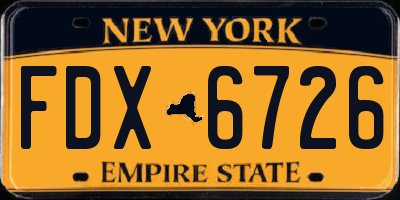 NY license plate FDX6726