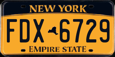NY license plate FDX6729