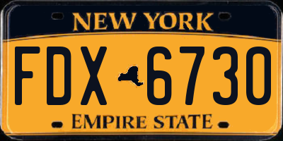 NY license plate FDX6730