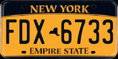 NY license plate FDX6733