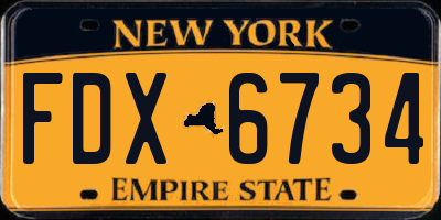 NY license plate FDX6734