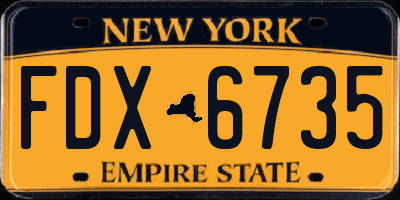 NY license plate FDX6735