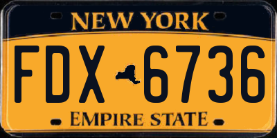 NY license plate FDX6736