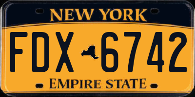 NY license plate FDX6742