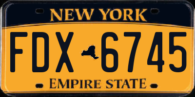 NY license plate FDX6745