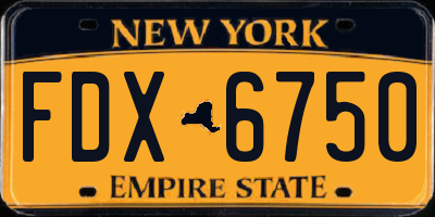 NY license plate FDX6750
