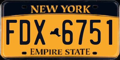NY license plate FDX6751