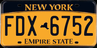 NY license plate FDX6752