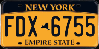 NY license plate FDX6755