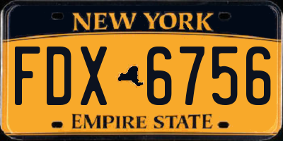 NY license plate FDX6756