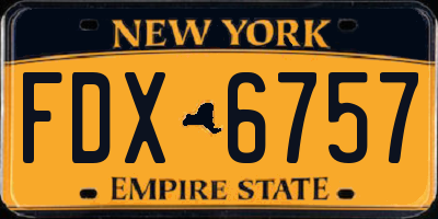 NY license plate FDX6757