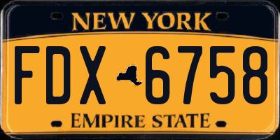 NY license plate FDX6758