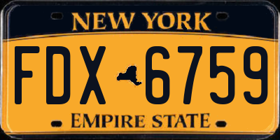 NY license plate FDX6759