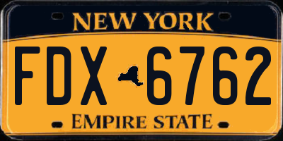 NY license plate FDX6762