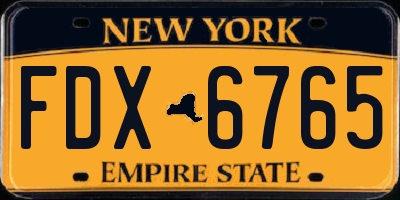 NY license plate FDX6765