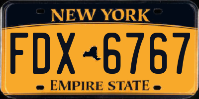 NY license plate FDX6767