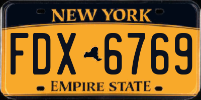 NY license plate FDX6769