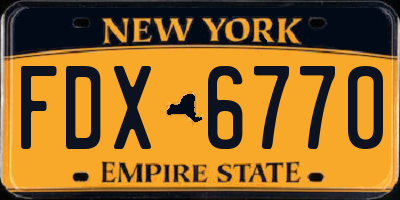 NY license plate FDX6770