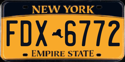 NY license plate FDX6772