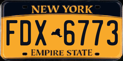 NY license plate FDX6773