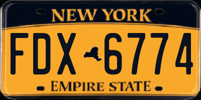 NY license plate FDX6774