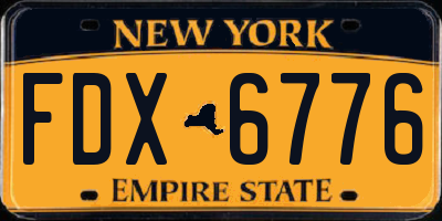NY license plate FDX6776