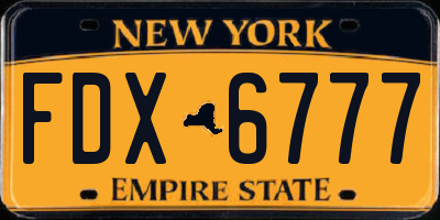 NY license plate FDX6777