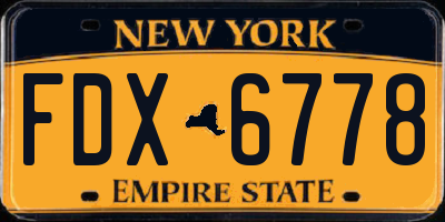 NY license plate FDX6778