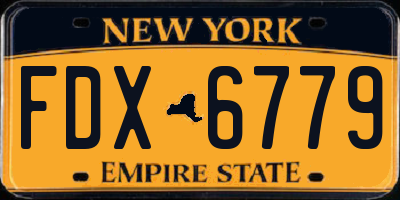 NY license plate FDX6779
