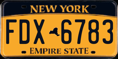 NY license plate FDX6783