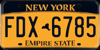 NY license plate FDX6785