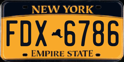NY license plate FDX6786