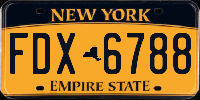 NY license plate FDX6788