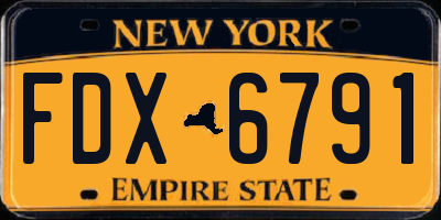 NY license plate FDX6791