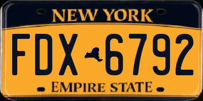 NY license plate FDX6792