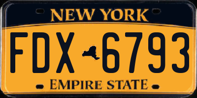 NY license plate FDX6793