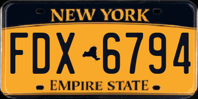 NY license plate FDX6794