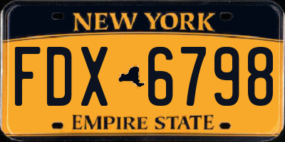 NY license plate FDX6798