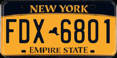 NY license plate FDX6801