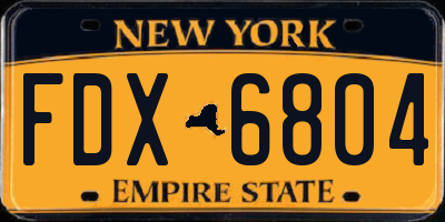 NY license plate FDX6804