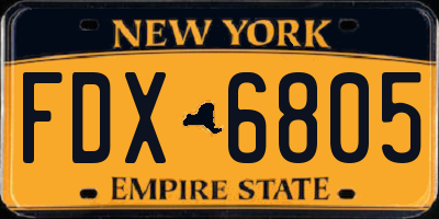 NY license plate FDX6805